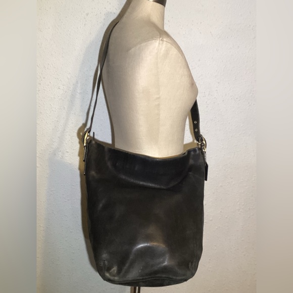 Coach vintage black leather large shoulder bag - Picture 1 of 12